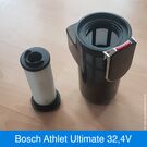 Kartuschenfilter und Staubbehälter des Bosch Athlet Ultimate.